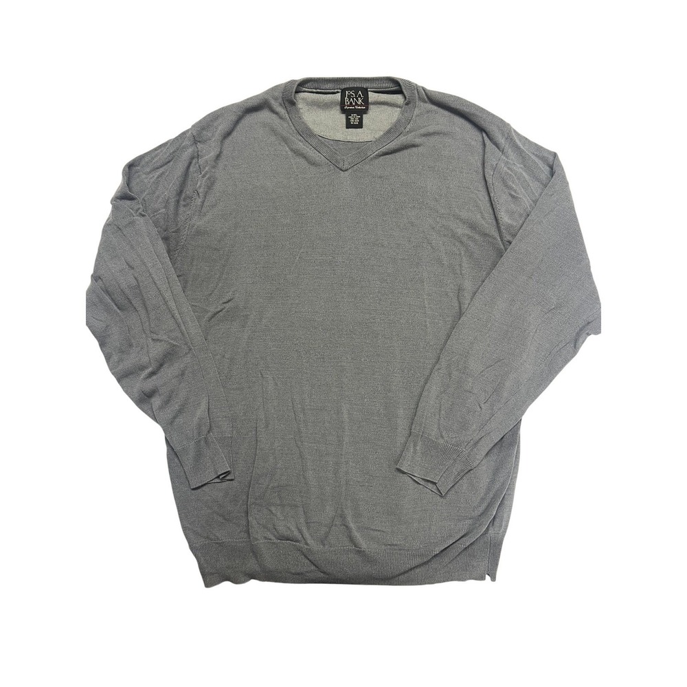JOS A BANK Signature Collection Mens‎ 100% Silk V Neck Sweater Gray XXL Classic